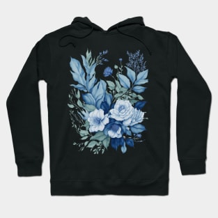 Blue Watercolor Bouquet of Flowers Hoodie